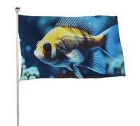 Bandiera da giardino con pesci che nuotano, 152,4 x 243,8 cm, stampa su entrambi i lati, bandiera decorativa da giardino, non sbiadisce, con occhielli in ottone da appendere, sfondo fotografico per