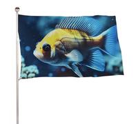 Bandiera da giardino con pesci che nuotano, 61 x 88,9 cm, stampa su entrambi i lati, bandiera decorativa da giardino, non sbiadisce, con occhielli in ottone da appendere, sfondo fotografico per