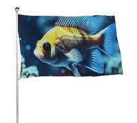 Bandiera da giardino con pesci che nuotano, 89 x 149,9 cm, stampa su entrambi i lati, bandiera decorativa da giardino, non sbiadisce, con occhielli in ottone da appendere, sfondo fotografico per