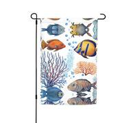 Bandiera da giardino con pesci colorati nel mare, 30,5 x 45,7 cm, resistente bandiera decorativa in poliestere stampato su entrambi i lati, per cortile, patio e balcone