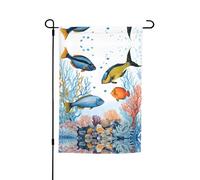 Bandiera da giardino con pesci colorati nel mare, 30,5 x 45,7 cm, resistente bandiera decorativa in poliestere stampato su entrambi i lati, per cortile, patio e balcone