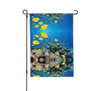 Bandiera da giardino con pesci colorati su entrambi i lati, 71,1 x 101,6 cm (leggera), vivace stampa su tutta la superficie, decorazione per cortile, giardino, terrazza o portico
