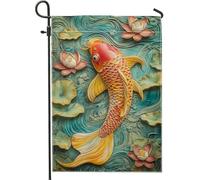 Bandiera da giardino con pesci di carpa, striscione decorativo per laghetto di pesci rossi, decorazione per prato esterno per feste estive, decorazione colorata in stile giapponese 30,5 x 45,7 cm