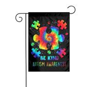 Bandiera da giardino con pezzi di puzzle, motivo tie-dye, per la consapevolezza dell'autismo, 12x18 pollici, bandiere da esterno bifacciali, striscioni di benvenuto, bandiera festiva per feste, decor