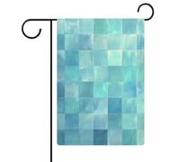 Bandiera da giardino con piastrelle blu traslucide, in iuta su entrambi i lati, 30,5 x 45,7 cm
