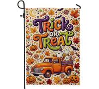 Bandiera da giardino con pick-up e dolcetto di Halloween, 30,5 x 45,7 cm