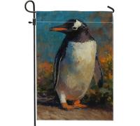 Bandiera da giardino con pinguini, decorazione per esterni con animali colorati, in iuta su entrambi i lati, per primavera e estate, decorazione natalizia a tema natura 30,5 x 45,7 cm