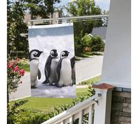 Bandiera da giardino con pinguini giovani con neve, 0,6 x 0,9 m, per interni ed esterni, primavera, estate, autunno, inverno, da giardino, con occhiello, verticale, double face, bandierine per