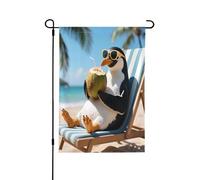 Bandiera da giardino con pinguino sulla sedia da spiaggia su entrambi i lati, 71 x 101 cm, bandiera da cortile per esterni, decorazioni per festival per cortile