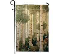 Bandiera da giardino con pioppi della foresta, paesaggio verde del bosco per esterni, decorazione per la casa, bandiera su entrambi i lati in iuta per cortile, decorazione stagionale per prato, 71 x