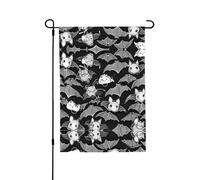 Bandiera da giardino con pipistrelli di Halloween grigia su entrambi i lati, 71 x 101,6 cm (leggera), vivace stampa su tutta la superficie, decorazione per cortile, giardino, terrazza o portico