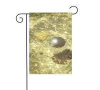 Bandiera da giardino con piscina dorata e palla da discoteca argentata, 30 x 45 cm, verticale su entrambi i lati, decorazione per casa colonica