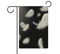 Bandiera da giardino con piume bianche morbide, in iuta su entrambi i lati, 30,5 x 45,7 cm