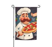 Bandiera da giardino con pizza chef su entrambi i lati bandiera da cortile per vacanze 30,5 x 45,7 cm banner stagionale per esterni per primavera estate prato portico decorazione per la casa piccola
