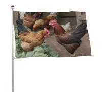 Bandiera da giardino con polli della fattoria, 119,4 x 177,8 cm, stampa su entrambi i lati, bandiera decorativa da giardino, non sbiadisce, con occhielli in ottone, sfondo fotografico da appendere