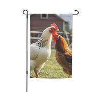 Bandiera da giardino con polli e fattoria, 30,5 x 45,7 cm, per primavera, estate, autunno, inverno, bandiere stagionali su entrambi i lati, bandiere per le vacanze, per esterni e interni, per