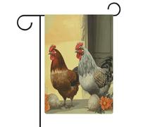 Bandiera da giardino con polli italiani su entrambi i lati, bandiere da cortile per esterni, benvenuto, festività, per feste, vacanze, esterni, portico, decorazione per la casa, 31 x 47 cm