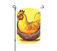 Bandiera da giardino con pollo dorato a nido d'uccello, 30,5 x 45,7 cm. Decorazione per esterni luminosa su entrambi i lati porta un po' di divertimento al tuo giardino.