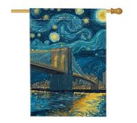 Bandiera da giardino con ponte notturno stellato, bandiera decorativa per la casa con cielo notturno blu, bandiera su entrambi i lati per esterni per decorazione del prato delle vacanze, 71 x 101 cm