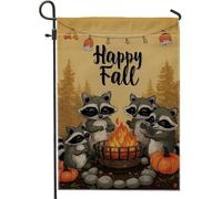 Bandiera da giardino con procione autunnale, striscione decorativo per la casa arancione felice autunno, bandiera su entrambi i lati in iuta da cortile decorazione per prato esterno 30,5 x 45,7 cm