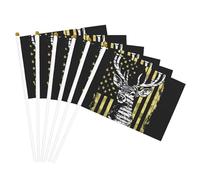 Bandiera da giardino con protezione dalle intemperie, 5,5x8,2 pollici, con asta, mimetica, bandiera americana, mimetica da caccia, cervo, nera, ad asciugatura rapida, decorativa, con asta, per esterni