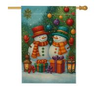 Bandiera da giardino con pupazzi di neve invernale, striscione colorato per le vacanze, bandiera da giardino in iuta su entrambi i lati, per Natale, decorazione per prato all'aperto, 71 x 101 cm
