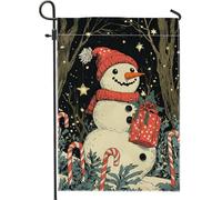 Bandiera da giardino con pupazzo di neve, bandiera rossa decorativa per le vacanze, doppia faccia per esterni, bandiera da cortile per il periodo natalizio, decorazione invernale per patio e prato a