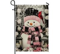Bandiera da giardino con pupazzo di neve, bandiere decorative invernali cardinali rosse, bandiera su entrambi i lati per esterni per le festività natalizie, cartello natalizio per esterni, decorazione