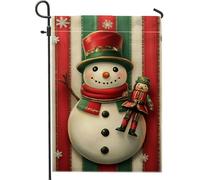 Bandiera da giardino con pupazzo di neve, decorazione invernale rossa e verde, bandiera da giardino in iuta su entrambi i lati per decorazione esterna, bandiera natalizia da giardino 30,5 x 45,7 cm