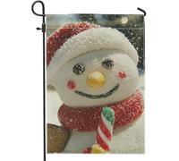 Bandiera da giardino con pupazzo di neve, decorazione natalizia rossa e bianca, doppia faccia per esterni per feste invernali, decorazione natalizia per prato 30,5 x 45,7 cm