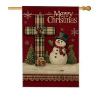 Bandiera da giardino con pupazzo di neve di Natale, bandiera da giardino con croce scozzese rossa, bandiera decorativa per esterni, decorazione per prato, 71 x 101 cm