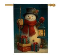 Bandiera da giardino con pupazzo di neve di Natale, sciarpa rossa lanterna decorazione per le vacanze, bandiera su entrambi i lati per cortile per decorazione esterna del prato 71 x 101 cm