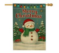 Bandiera da giardino con pupazzo di neve di Natale, striscione decorativo verde per le vacanze, in iuta su entrambi i lati, decorazione per prato all'aperto per feste invernali, 71 x 101 cm
