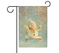 Bandiera da giardino con pupazzo di neve felice, in iuta su entrambi i lati, 30,5 x 45,7 cm