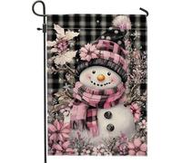 Bandiera da giardino con pupazzo di neve invernale, decorazione floreale per le vacanze, bandiera double face in iuta per la stagione natalizia, bella decorazione per portico, 30,5 x 45,7 cm