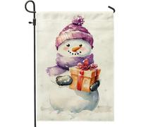 Bandiera da giardino con pupazzo di neve invernale, graziosa decorazione per le vacanze, bandiera su entrambi i lati in iuta per esterni, decorazione per prato, feste di Natale, accessori per la casa