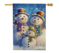 Bandiera da giardino con pupazzo di neve invernale, pupazzi di neve con cappelli e sciarpe, decorazione per esterni, in iuta su entrambi i lati, per feste natalizie, 71 x 101 cm