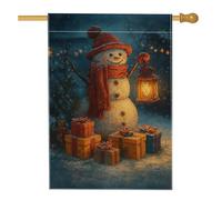 Bandiera da giardino con pupazzo di neve invernale, pupazzo di neve colorato con lanterna e regali, striscione decorativo su entrambi i lati, decorazione per prato all'aperto 71 x 101 cm