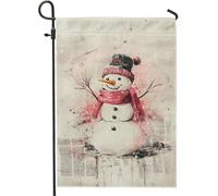Bandiera da giardino con pupazzo di neve invernale, simpatico pupazzo di neve con sciarpa rossa, bandiere decorative per la casa, bandiera da giardino in iuta su entrambi i lati, decorazione per