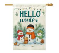 Bandiera da giardino con pupazzo di neve invernale, striscione decorativo colorato con pupazzi di neve per vacanze, bandiera su entrambi i lati per cortile per esterni decorazione del prato 71 x 101