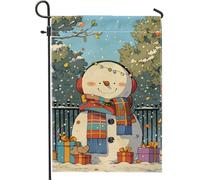 Bandiera da giardino con pupazzo di neve, per vacanze invernali con pupazzo di neve, decorazione da giardino su entrambi i lati per il periodo natalizio, graziosa decorazione per patio e prato, 30,5 x