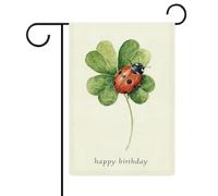 Bandiera da giardino con quadrifoglio "Buon compleanno", decorazione per il giardino, per la casa, il cortile, a doppia faccia, 30x45 cm.