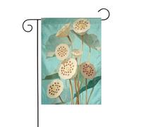 Bandiera da giardino con radice di loto con una morbida pallida acquamarina 30 x 45 cm verticale su entrambi i lati, decorazione per case coloniche e per esterni