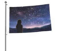 Bandiera da giardino con ragazza che guarda le stelle, 6 x 0,9 m, bandiera per esterni, bandiera a prova di brezza, bandiere a prova di scolorimento, per casa, casa, decorazione interna ed esterna
