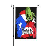 Bandiera da giardino con rana di Porto Rico, piccola bandiera bifacciale per cortile, adatta per esterni o per decorazioni da giardino, patio, 18x12 pollici