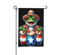 Bandiera da giardino con rana tropicale di Porto Rico, piccola bandiera bifacciale per cortile, adatta per esterni o per decorazioni da giardino, patio, 18x12 pollici