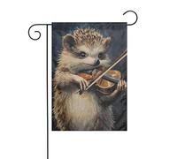 Bandiera da giardino con riccio che suona il violino 30 x 45 cm verticale su entrambi i lati per fattoria vacanze decorazioni esterne bandiera cortile