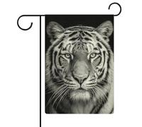 Bandiera da giardino con ritratto di tigre bianca e nera, in iuta su entrambi i lati, 30,5 x 45,7 cm