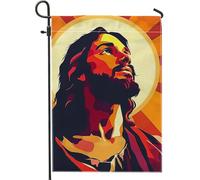 Bandiera da giardino con ritratto sacro astratto, vivace bandiera ispiratrice per la casa per esterni, bandiera da cortile su entrambi i lati, decorazione religiosa stagionale, 30,5 x 45,7 cm