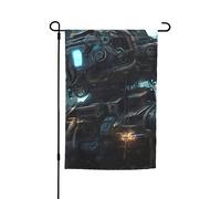 Bandiera da giardino con robot futuro, 30,5 x 45,7 cm. Decorazione per esterni luminosa su entrambi i lati porta un po' di divertimento al tuo giardino.